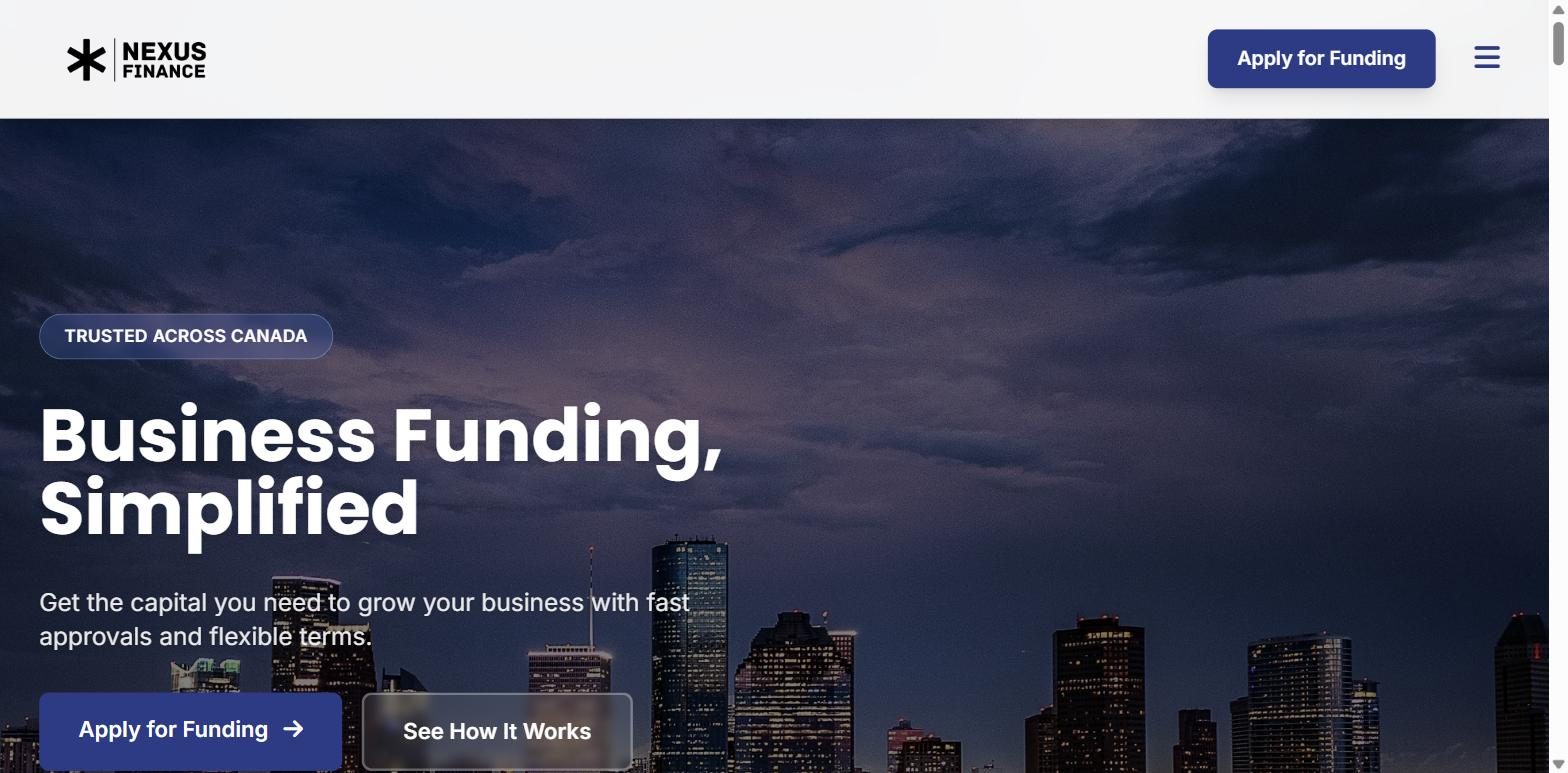 Nexus Finance homepage